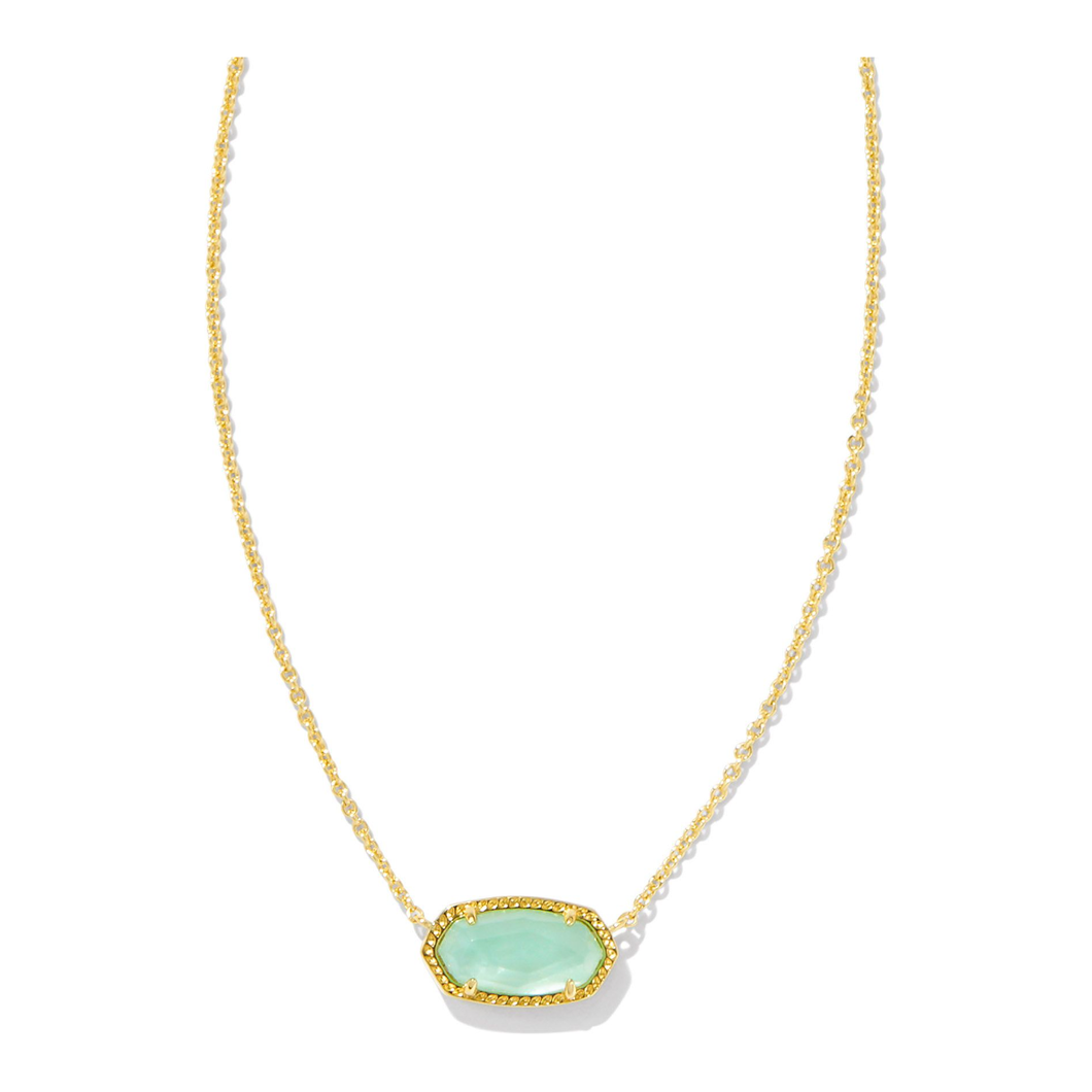 Kendra Scott Elisa Gold Necklace in Light Green Mother of Pearl