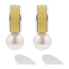 Load image into Gallery viewer, Lagos Sterling Silver &amp; 18K Gold Luna Lux Pearl Half Hoop Earrings

