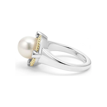 Load image into Gallery viewer, Lagos Sterling Silver and 18K Yellow Gold Luna Pearl &amp; Diamond Ring
