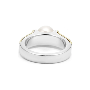 Lagos Sterling Silver and 18K Yellow Gold Luna Pearl Caviar Ring