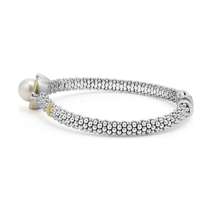 Lagos 18K and Sterling Silver Luna Lux Pearl & Diamond Bracelet