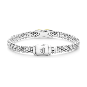 Lagos 18K and Sterling Silver Embrace Small Diamond Bracelet