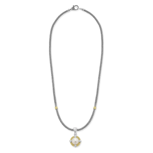 Lagos Sterling Silver and 18K Gold Luna Pearl & Diamond Lux Necklace