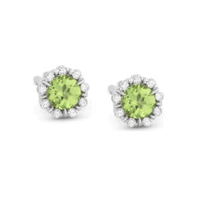 Load image into Gallery viewer, 14K White Gold Small Birthstone Diamond Halo Studs
