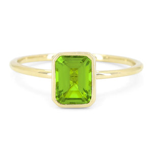 14K Yellow Gold Emerald Cut Bezel Set Amethyst Ring