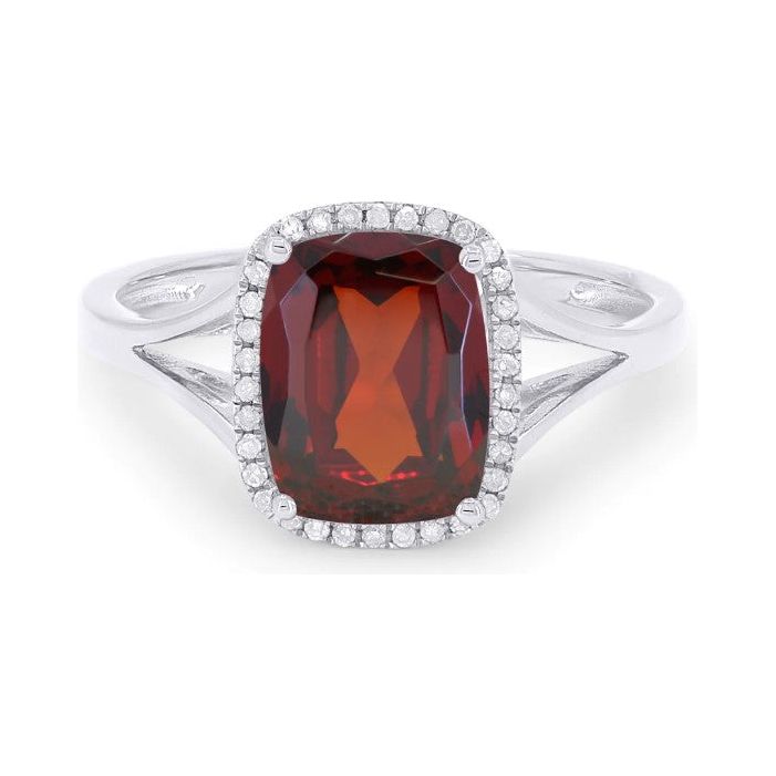 14K White Gold Cushion Gemstone Split Shank Ring