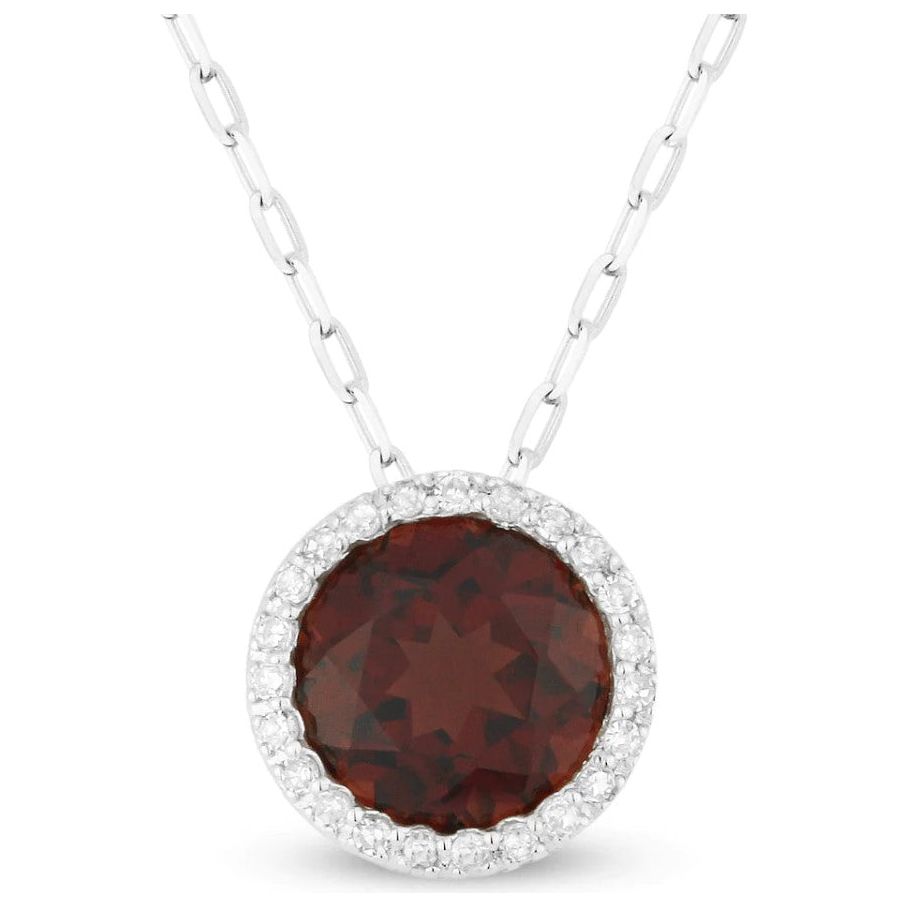 14K White Gold Round Created Emerald and Diamond Halo Pendant