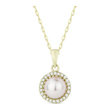 Load image into Gallery viewer, 14K Gold Pearl and Diamond Halo Pendant
