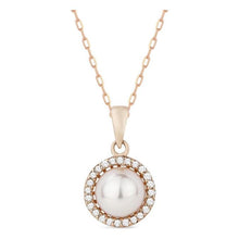 Load image into Gallery viewer, 14K Gold Pearl and Diamond Halo Pendant
