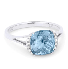 Load image into Gallery viewer, 14K White Gold Cushion Gemstone and Diamond Ring
