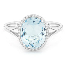 Load image into Gallery viewer, 14K White Gold Oval London Blue Topaz and Diamond Ring
