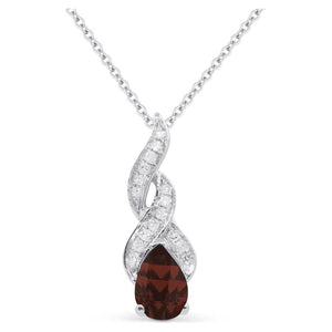 14K White Gold Pear Gemstone and Diamond Accent Pendant