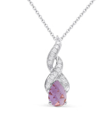 Load image into Gallery viewer, 14K White Gold Pear Gemstone and Diamond Accent Pendant
