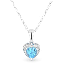 Load image into Gallery viewer, 14K White Gold Heart Gemstone and Diamond Accent Pendant
