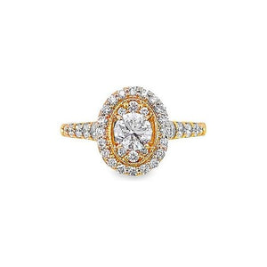 14k Yellow Gold Diamond Oval Halo Engagement Ring