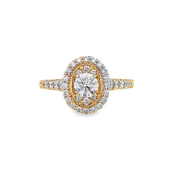 14k Yellow Gold Diamond Oval Halo Engagement Ring