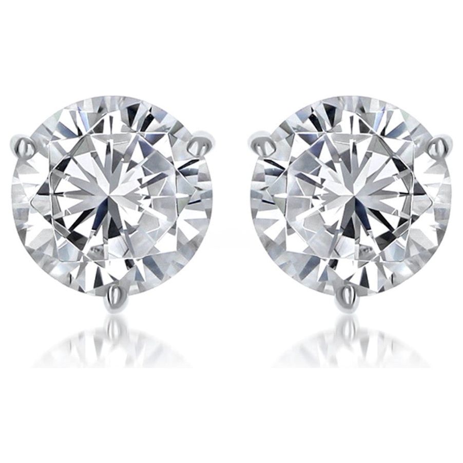 14K White Gold Martini Diamond Studs