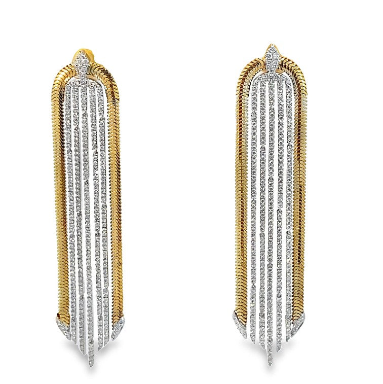 White & Yellow Gold Diamond Waterfall Earrings
