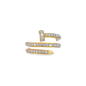 14K Yellow Gold Diamond Nail Fashion Ring