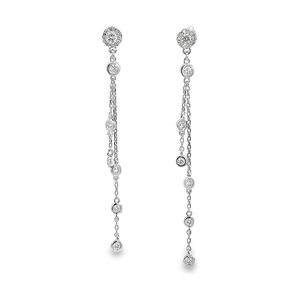 14K Gold Diamonds by the Inch Bezel Dangle Earrings