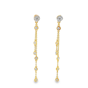 14K Gold Diamonds by the Inch Bezel Dangle Earrings