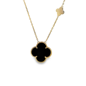 14K Yellow Gold Reversible Fluted Clover Necklace
