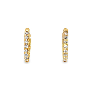 14K Yellow Gold Diamond Hoops