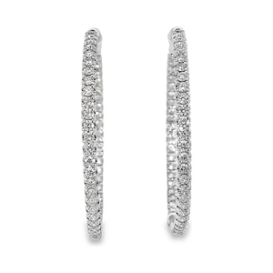 14K White Gold Large Diamond Inside Out Hoops