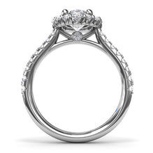 Load image into Gallery viewer, Fana 14K White Gold Diamond Graduated Oval Halo Engagement Ring
