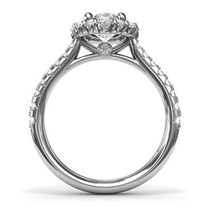 Fana 14K White Gold Diamond Graduated Oval Halo Engagement Ring