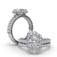 Load image into Gallery viewer, Fana 14K White Gold Diamond Graduated Oval Halo Engagement Ring
