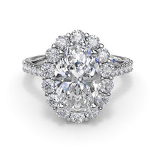 Load image into Gallery viewer, Fana 14K White Gold Diamond Floral Oval Halo Engagement Ring
