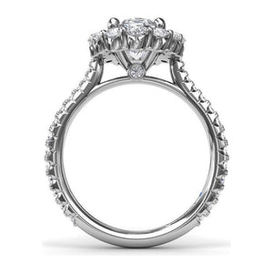 Fana 14K White Gold Diamond Floral Oval Halo Engagement Ring
