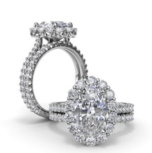 Load image into Gallery viewer, Fana 14K White Gold Diamond Floral Oval Halo Engagement Ring
