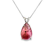 Load image into Gallery viewer, Sterling Silver Cabachon Pink Tourmaline Necklace
