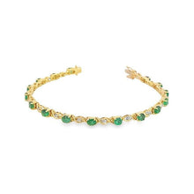 Load image into Gallery viewer, Estate 14K Yellow Gold Emerald &amp; Diamond Tennis Bracelet

