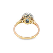 Load image into Gallery viewer, Estate 14K Two-Tone Blue Topaz Halo Ring
