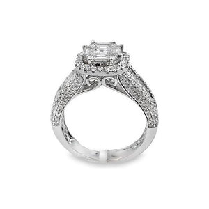 14k White Gold Asscher Diamond Halo Engagement Ring