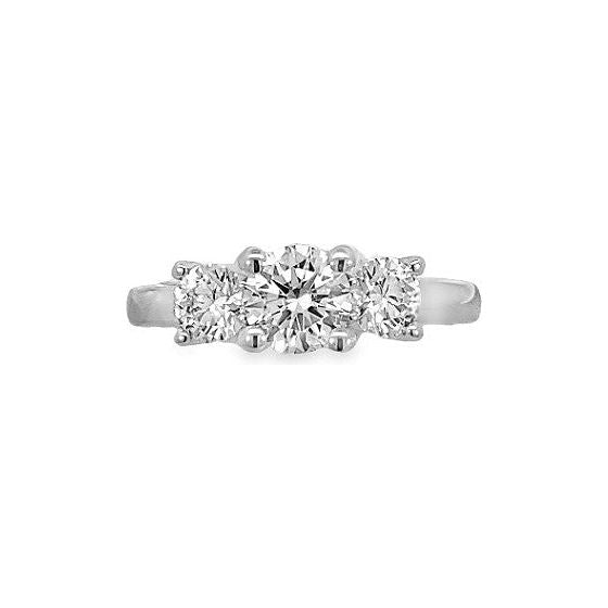 18K White Gold Diamond 3-Stone Engagement Ring