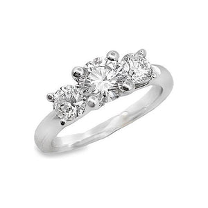 18K White Gold Diamond 3-Stone Engagement Ring