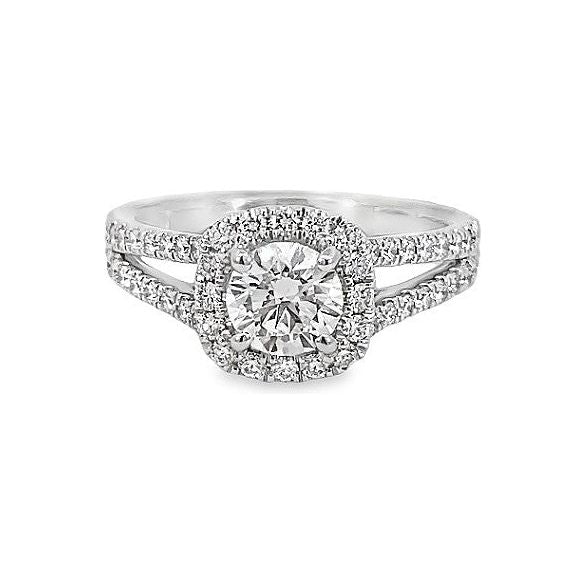 18K White Gold Diamond Split Shank Engagement Ring