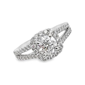 18K White Gold Diamond Split Shank Engagement Ring