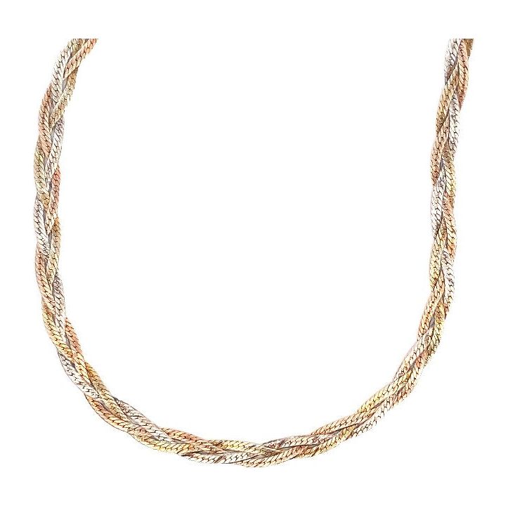 Estate Sterling Silver Tri-Color Braided Chain