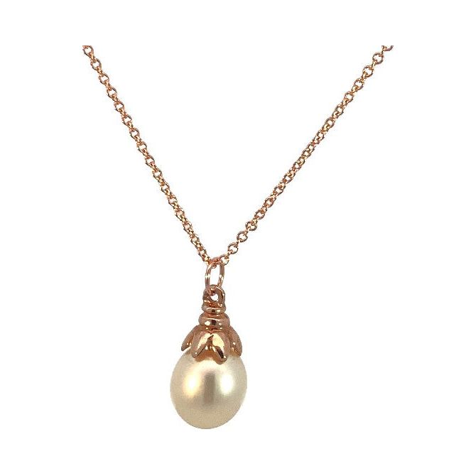 Estate Rose Gold White Pearl Pendant