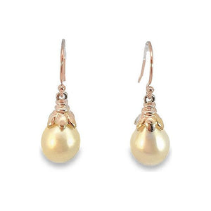 Estate Rose Gold White Pearl Drop Earrings