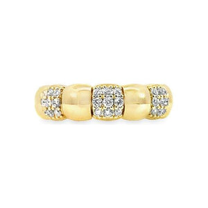 18K Gold & Diamond Alternating Stations Stretchy Ring