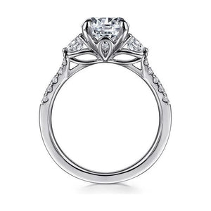 Gabriel 14K White Gold "Moon" Three Stone Diamond Engagement Ring