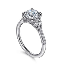 Load image into Gallery viewer, Gabriel 14K White Gold &quot;Moon&quot; Three Stone Diamond Engagement Ring
