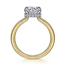 Load image into Gallery viewer, Gabriel &quot; Sandi&quot; 14K White-Yellow Gold Solitaire Diamond Collar Engagement Ring
