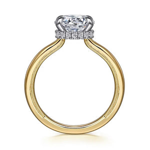 Gabriel " Sandi" 14K White-Yellow Gold Solitaire Diamond Collar Engagement Ring